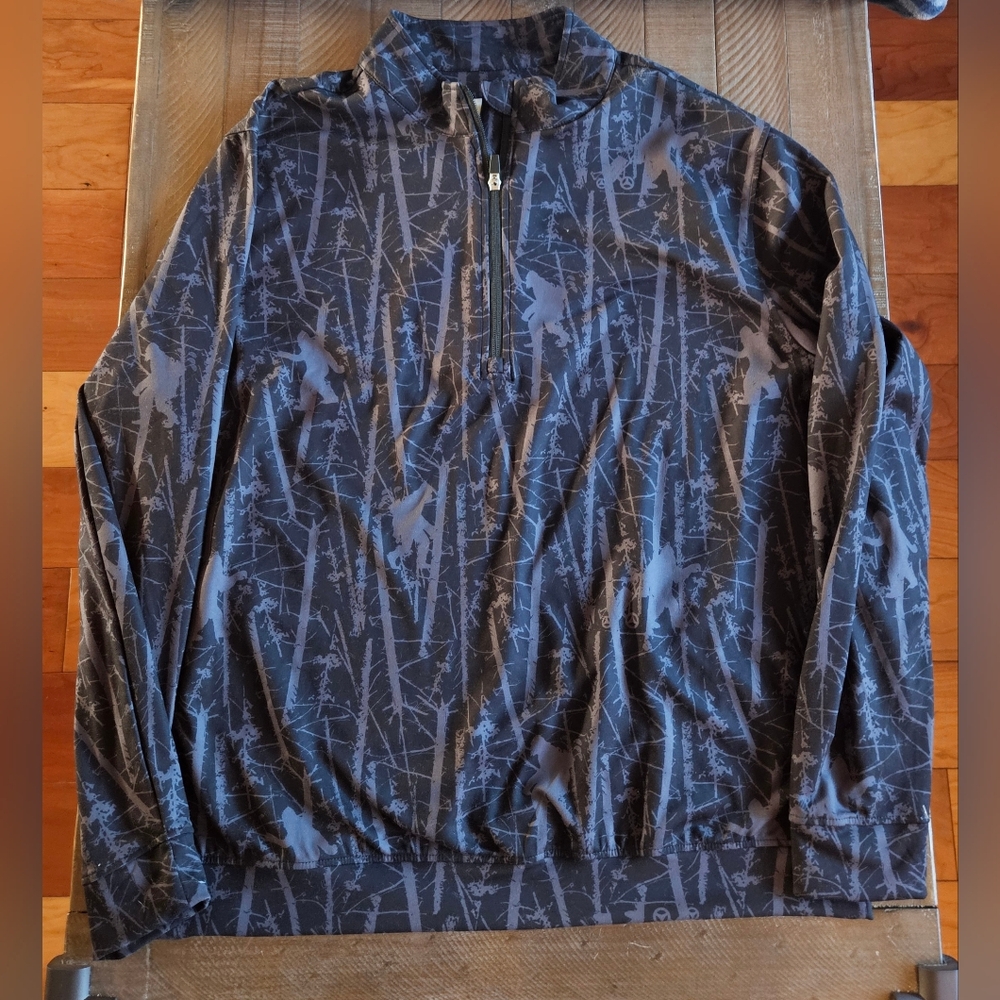 Waggle Sasquatch/Big Foot Black Long Sleave Quater Zip Golf Shirt Size XL